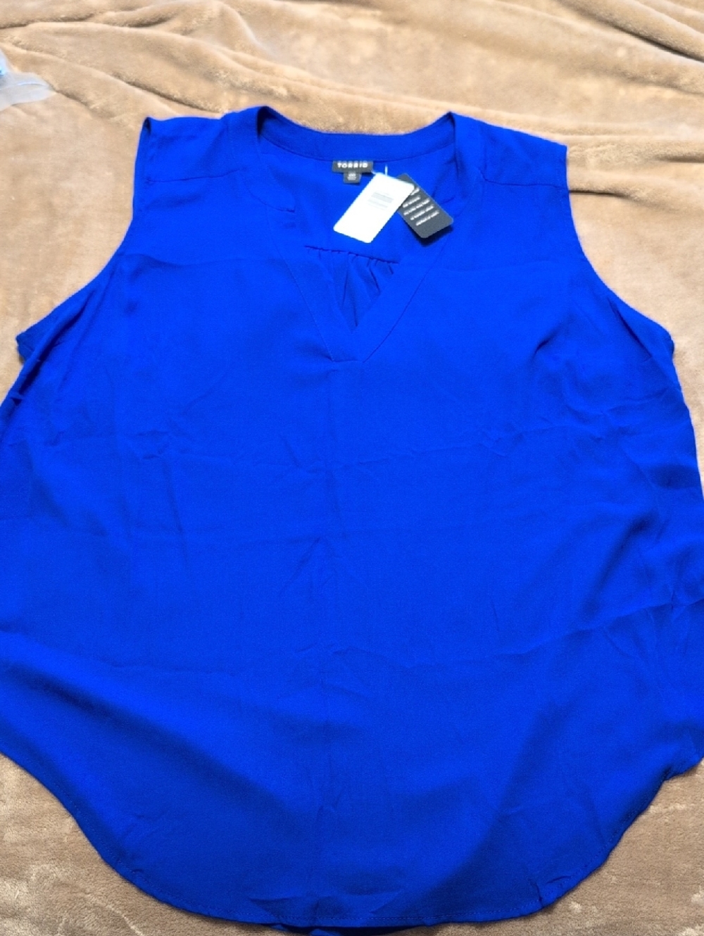 Torrid Cobalt Blue V-Neck Sleeveless Harper Blouse Size 00 (10)